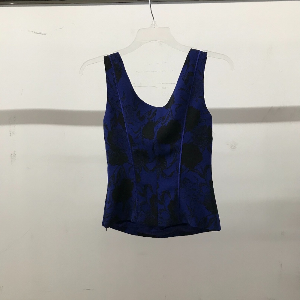Blue with black floral print corset top - Picture 4 of 4